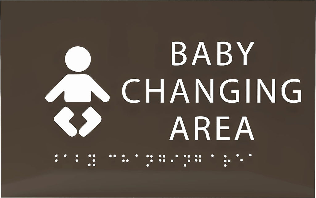 6" X4" Baby Changing Area Sign | Tactile Graphics Grade 2 Braille Text Baby Care Sign| ADA Compliant Wall Mount Plastic Restroom Sign for Hospital, Offices, Clinics and Apartments