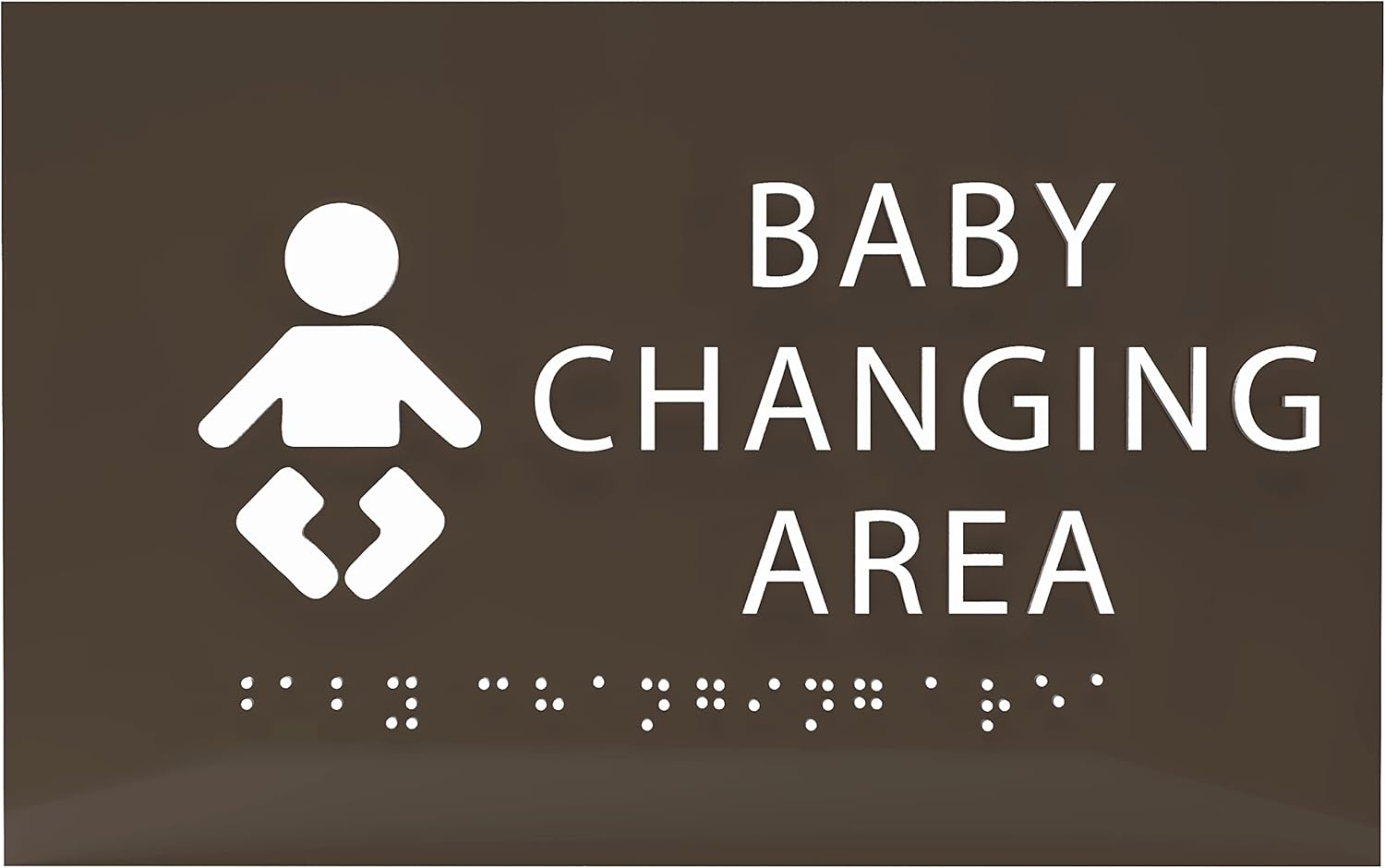 6" X4" Baby Changing Area Sign | Tactile Graphics Grade 2 Braille Text Baby Care Sign| ADA Compliant Wall Mount Plastic Restroom Sign for Hospital, Offices, Clinics and Apartments