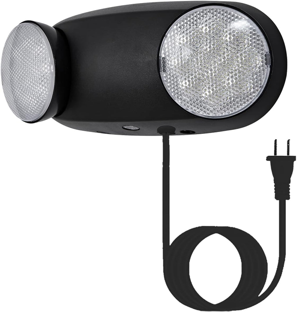 TANLUX LED Emergency Lights with Battery Backup, Commercial Emergency Light Fixtures for Business Home Power Failure Emergency Exit Sign Lighting with 1.0 Meter Plug in Cord AC120V Input, Black