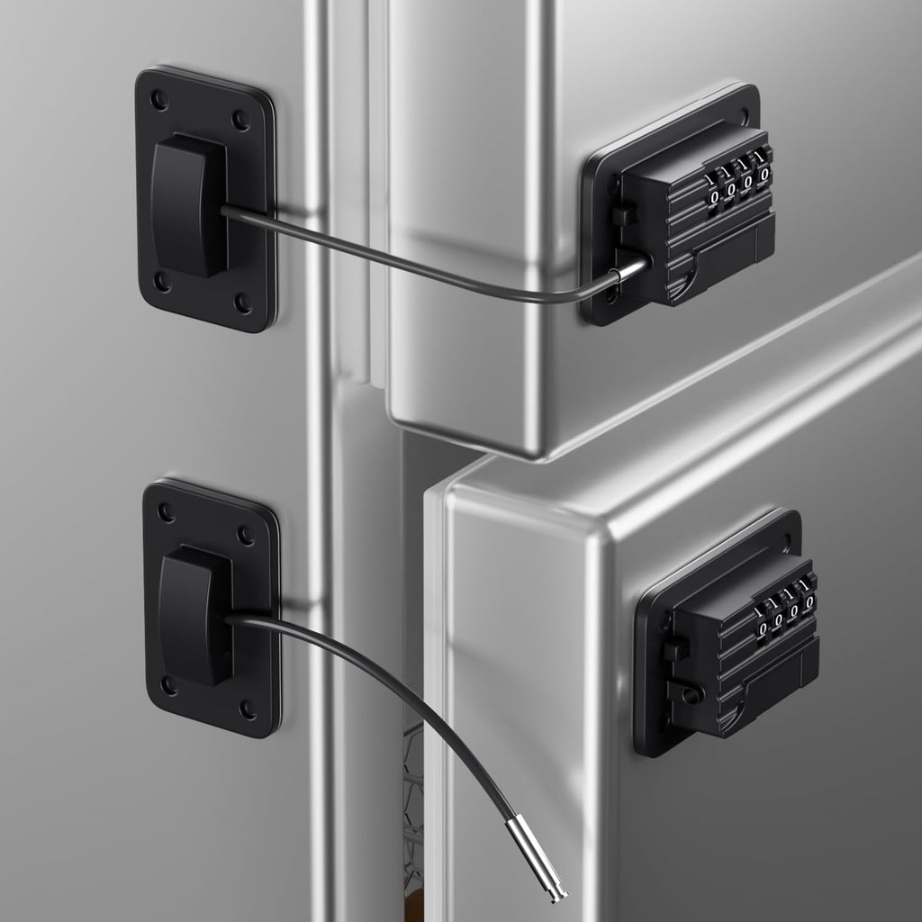Refrigerator Lock, Heavy Duty Fridge Locks for Kids, Freezer Lock with Combination for Refrigerator Drawer Cabinet Safety, Easy to Install No Keys Needed Black, 2 Packs