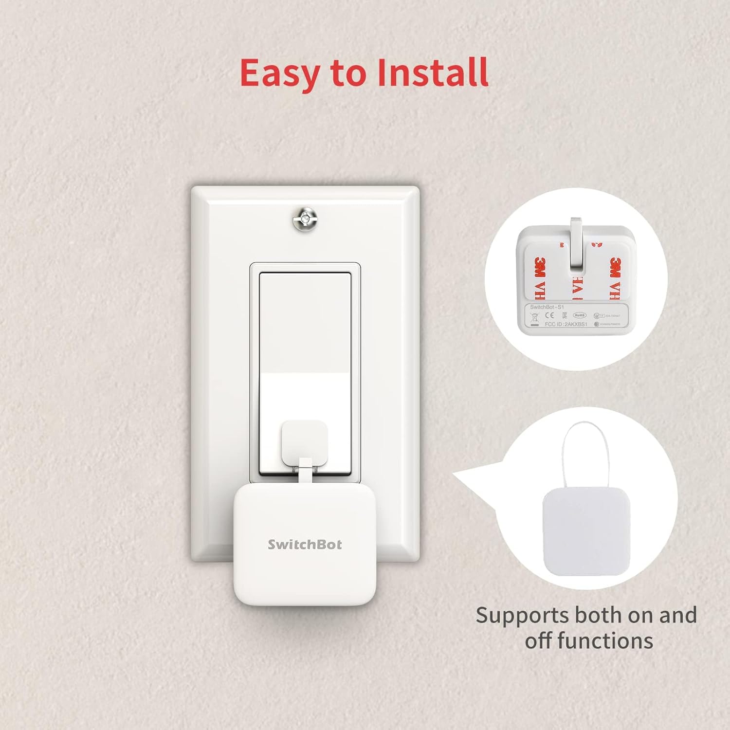 SwitchBot Smart Switch Button Pusher (White)-Bluetooth Fingerbot for Rocker Switch/One-Way Button, Automatic Light Switch, Timer and APP Control, Works with Alexa & WiFi When Paired with SwitchBot Hub