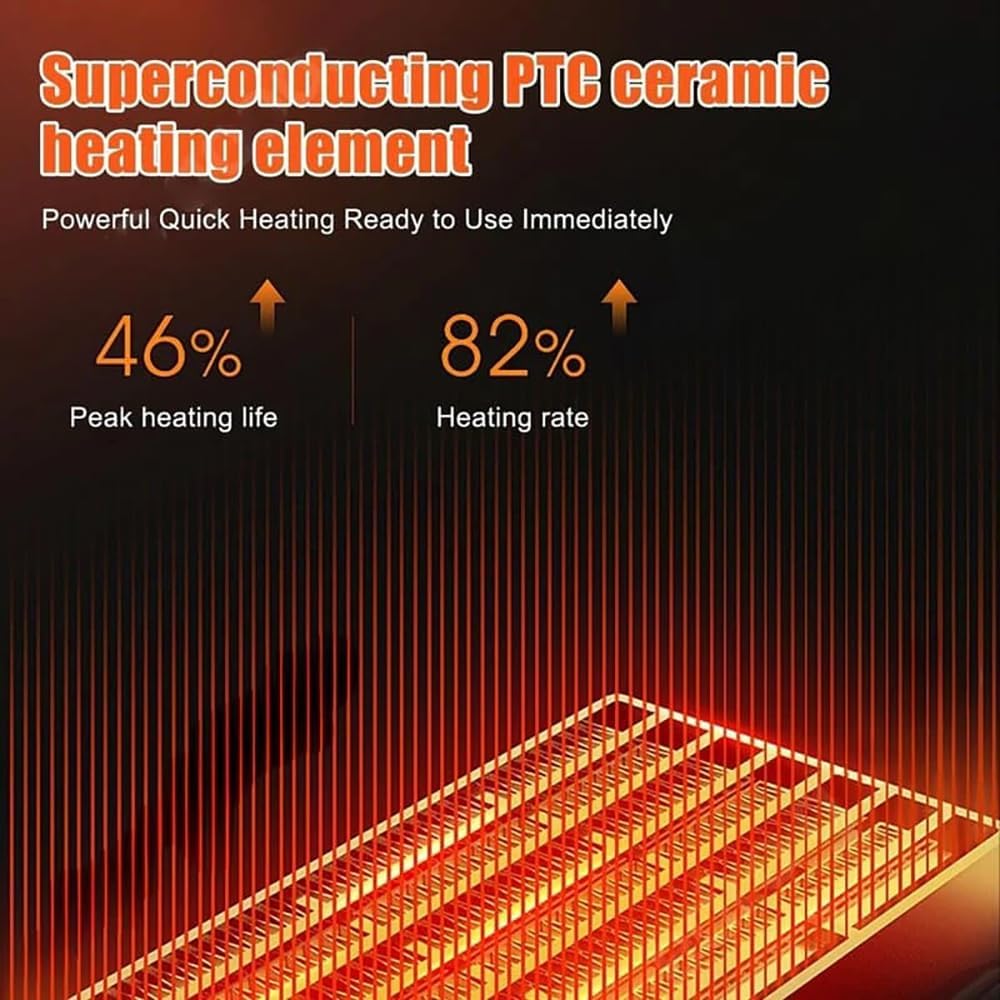 Tower Heater for Bedroom with Thermostat, Spray Humidification, 3D Simulated Flame, 3 Heating Modes, 12H Timer, 360°Protection, Portable Battery Powered Heaters for Indoor Use Large Room & Office