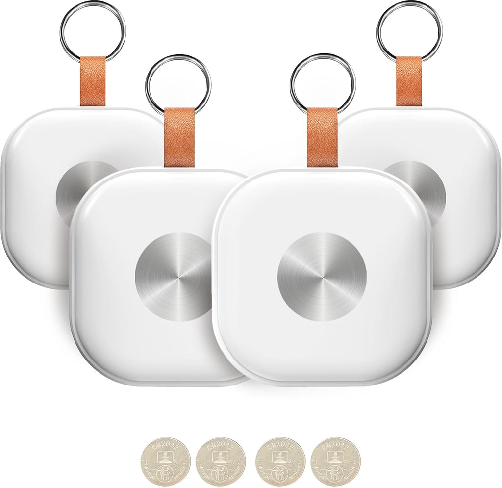 Tracker Tags 4 Pack, Luggage Tracking Tags Compatible with Find My APP (iOS Only), Key Finder Locator with Sound, Air Tracker Item Finder for Keys, Bags, Suitcases and More, White