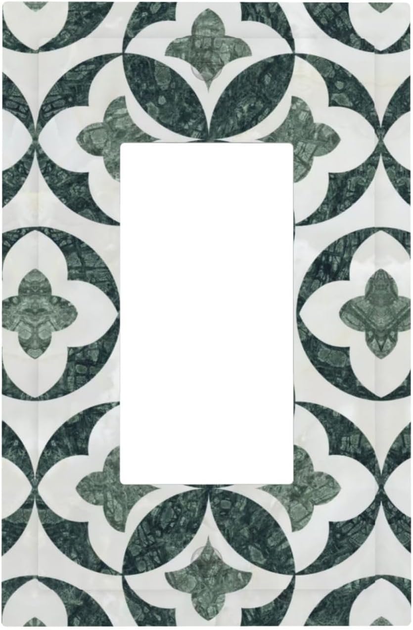 Green Luxury Modern Cubic Marble 1 Gang Single Rocker Decorative Light Switch Covers Electrical Faceplate Switch Plates for Bathroom Kitchen Home