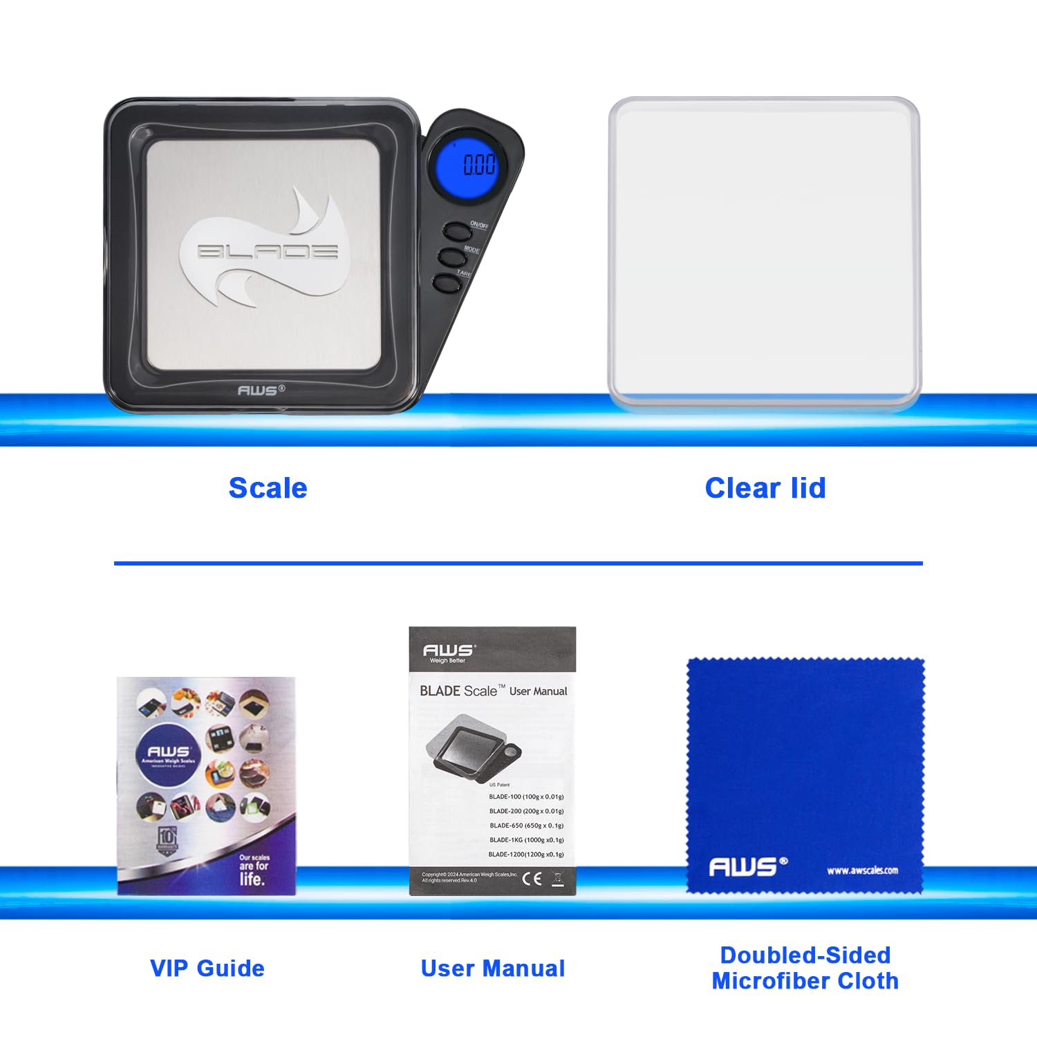 American Weigh Scales Blade Series 200g x 0.01g Digital Pocket Scale 0.01g Accuracy | Precision Mini Scale, Small Digital Gram Scale for Kitchen, Gold, Gems & Coin Scale, Smart Digital & Compact Scale