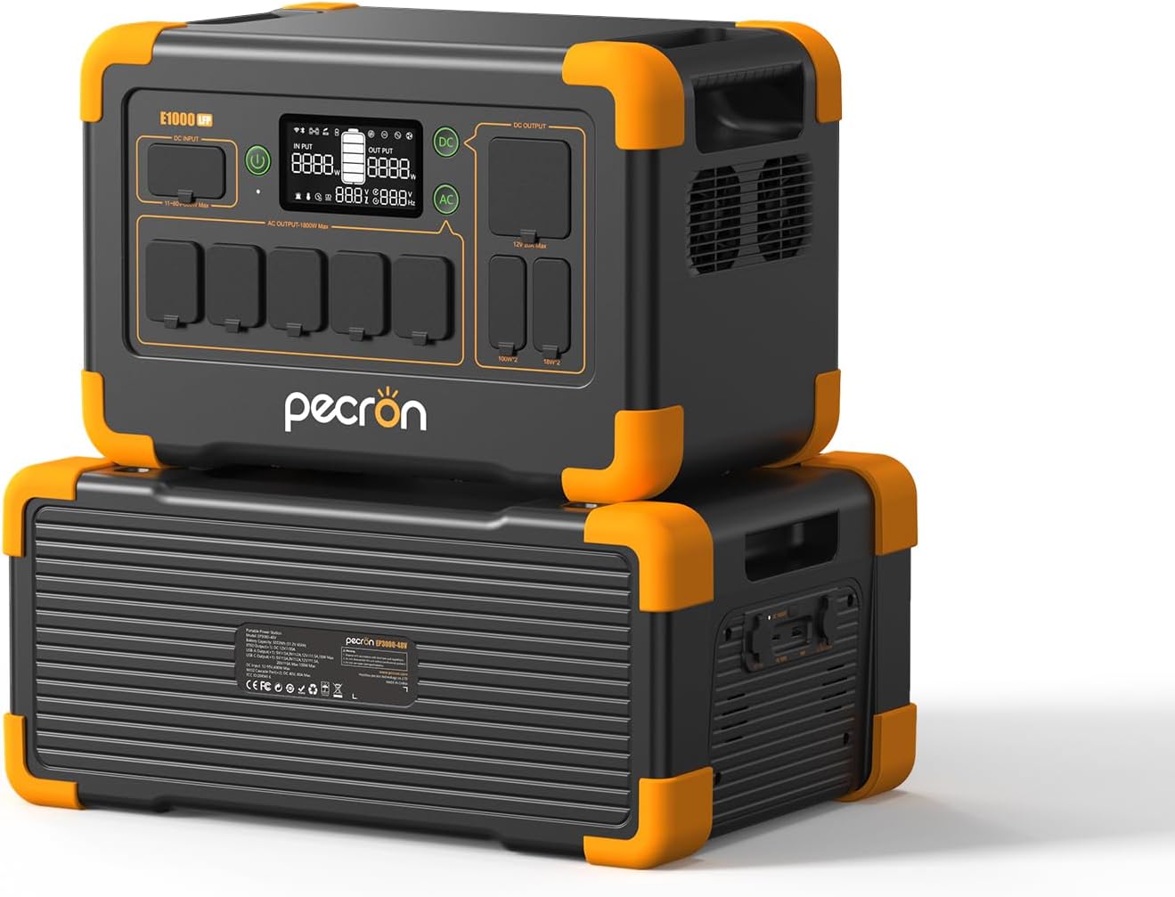 pecron Solar Generator E1000LFP with 3072Wh Extra Battery Expandable to 4096Wh, 1024Wh/1800W LiFePO4 Battery Backup, Portable Power Station Fast Charging for Emergencies, Camping, RV, Home Use