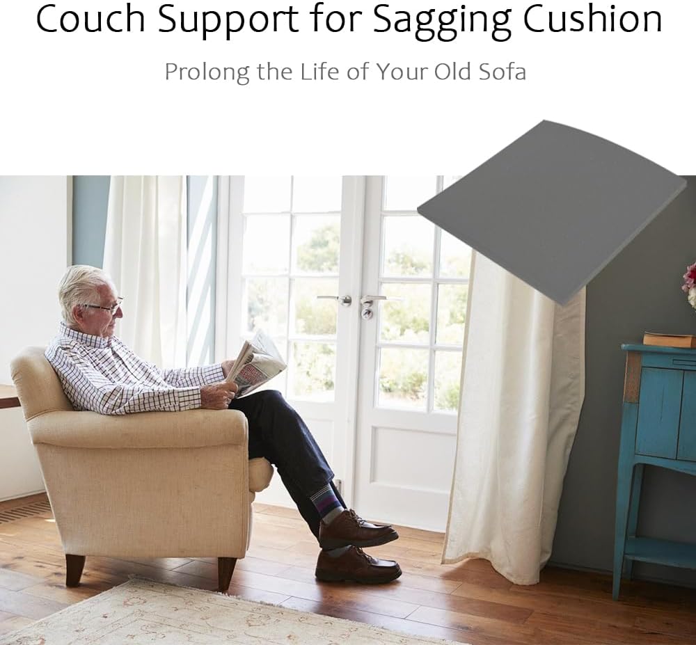 Couch Cushion Supports for Sagging Seat 22'' x 22'' High Density 40D Curved Foam Sofa Cushion Support Under The Saggy Pads Firmer Foam Lifters for Saggy Couch (Grey (Set of 1), 22 Inch * 22 Inch)