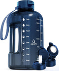 AQUAFIT 64 oz Water Bottle with Time Marker - Straw & Chug Lid - BPA Free Half Gallon Gym Water Bottle with Handle - Big Gallon Jug (Nebula, 64 Ounces)