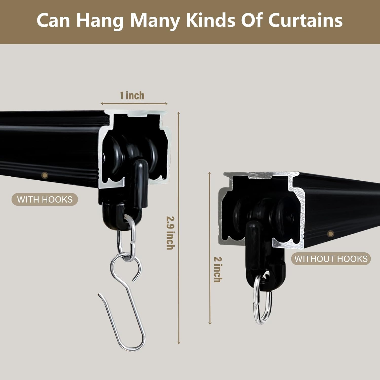 Ceiling Curtain Tracks,Curtain Track Wall Mount,Track Curtains Rod Ceilings Mount Heavy Duty Ceiling Tracks for Curtains Room Divider Rod with Hooks,Black 3-12ft