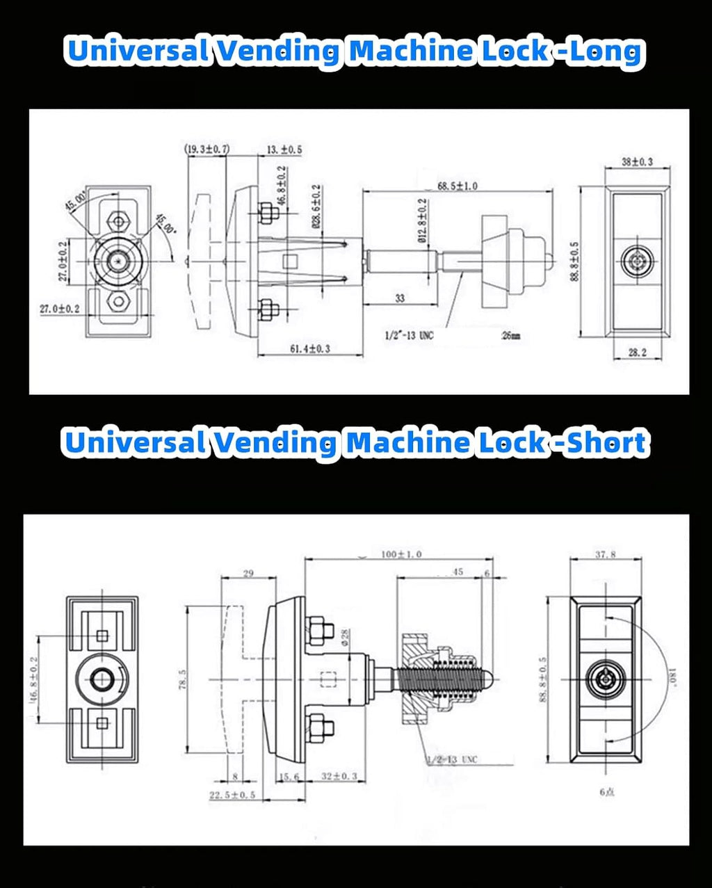 Universal Vending Machine Lock with 3 Keys Buy Vending Machine Lock Long and Short Models Versatile Replacement Security Solution-(Short)