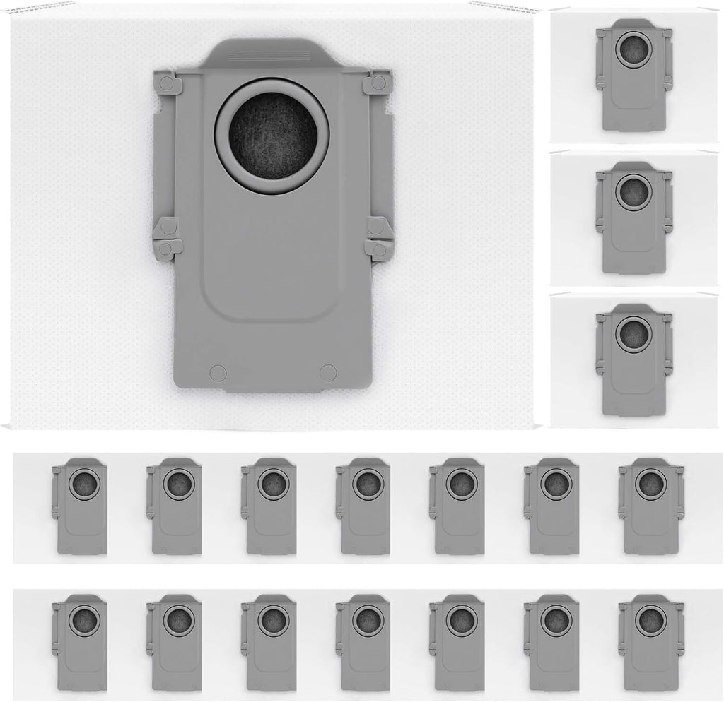 18 Packs Activated Carbon Dust Bag for Roborock S8+, S8 Pro Ultra, Q7/Q7+/Max+/Max, Q5 Max+, Q8 Max+, S7 Pro Ultra/MaxV Ultra/Max Ultra, Q5, Q5+, Q5 Pro+ Robot Vacuum, 3L Large Capacity