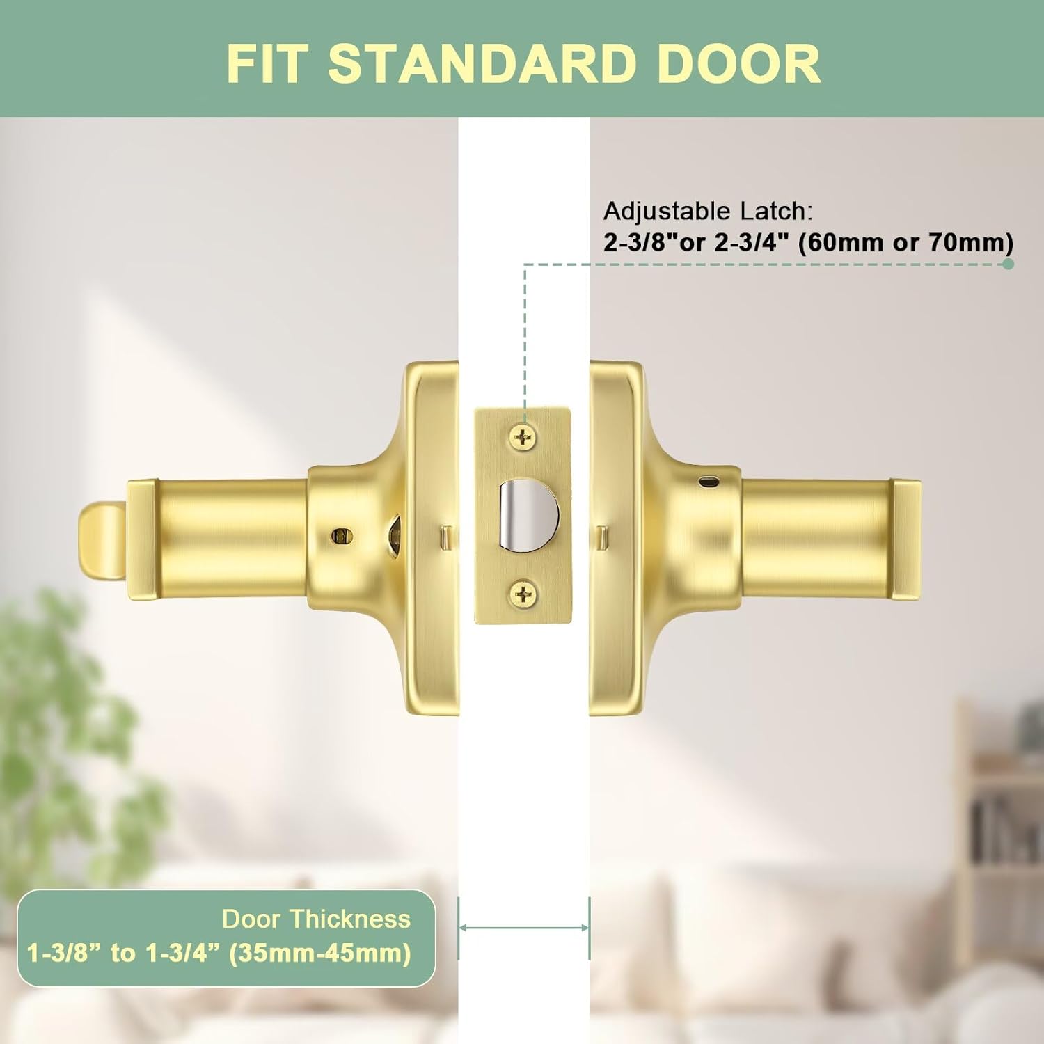 GOBEKOR 10 Pack Gold Door Handles Interior,Heavy Duty Privacy Door Levers with Lock,Sleek Round Interior Door Handles for Bedroom and Bathroom with No Key