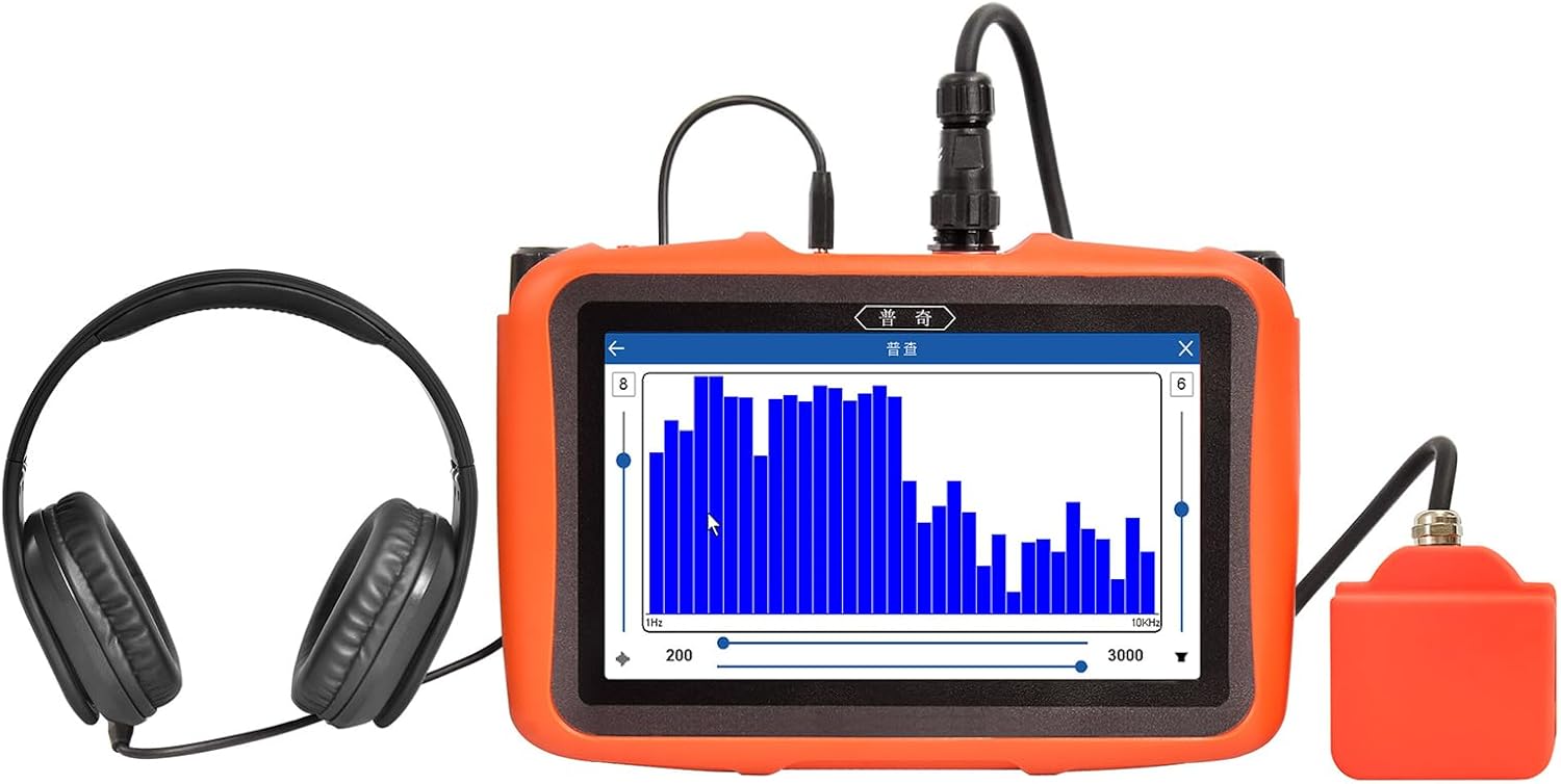PQWT L30 Underground Water Leak Detectors for Home Wall Water Pipe Detector Machine Horizontal Sensor Acoustic Pipeline Leakage Detection Kit Noise Reduction Headphone Smart Touchscreen Carry Case
