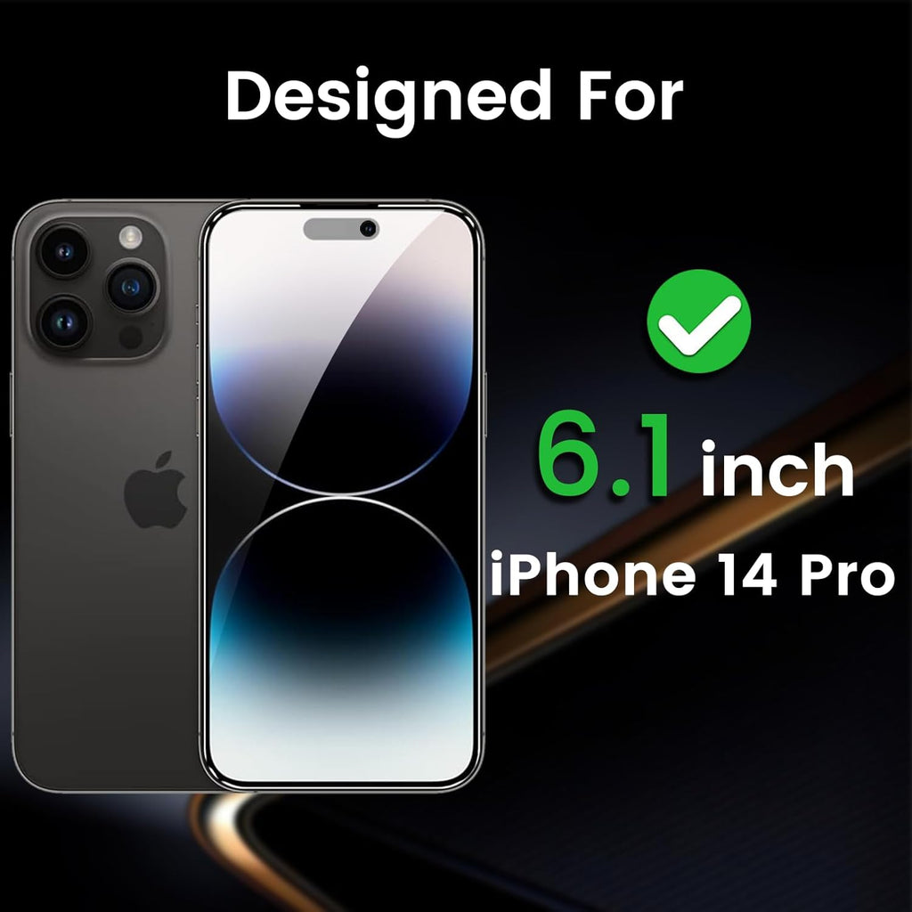 3 Pack Privacy Screen Protector for iPhone 14 Pro 6.1 Inch with 3 Pack Camera Lens Protector, Anti Spy Tempered Glass Film, Anti-Scratch, Touch Sensitive, Case Friendly
