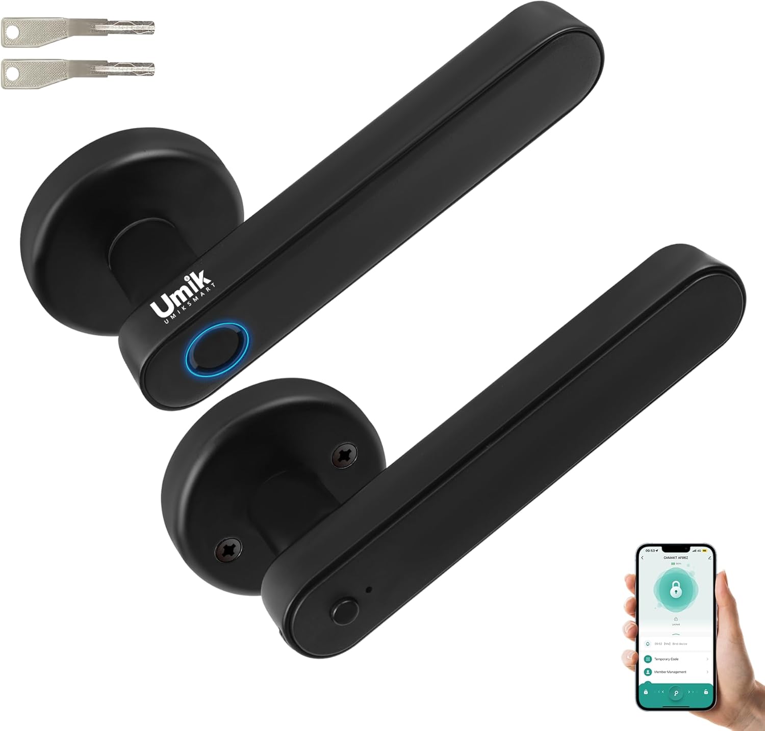 Fingerprint Smart Door Lock, Biometric Door Lock with App for Bedroom, Home, Apartment, Hotel (Black)
