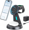 3 in 1 Wireless Charging Station for Apple Magsafe Charger Stand,Fast Magnetic Wireless Charger Station for iPhone 17 Air 16 15 14 13 12 Series,Airpods,Apple Watch