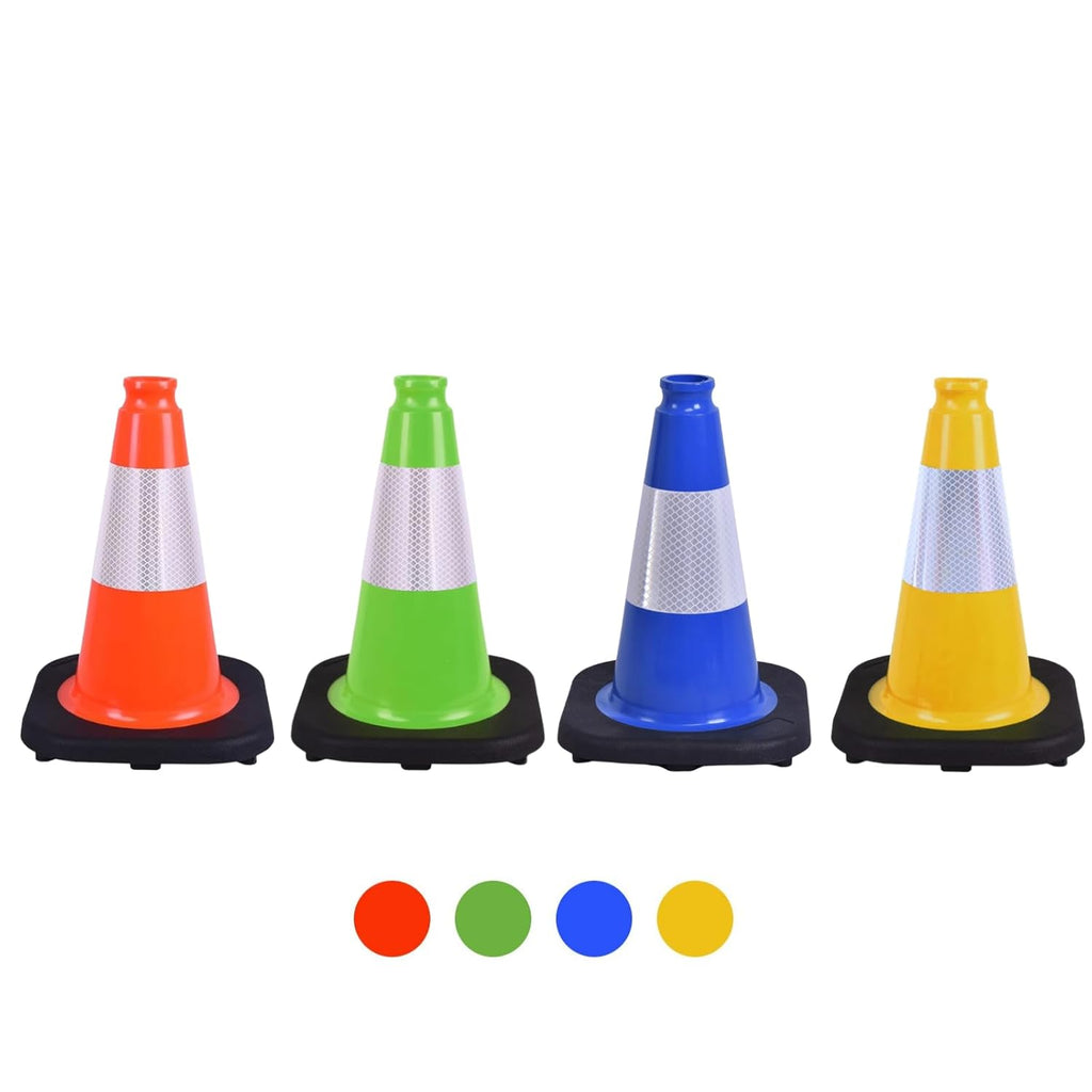 8 Pack 12 Inch Yellow Traffic Cones with Black Base, Multipurpose Road Safety Markers for Driveway, Parking Lots, Pet Training, Kids Games (8, Yellow, 12 Inch)