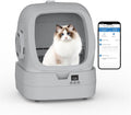 Automatic Cat Litter Box Self Cleaning - APP Control and Weight Monitoring - Ultra-Quiet, Suitable for Medium Cats and Kittens, Safe Anti-Pinch Litter Box (Assembly Required) - Light Grey