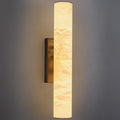 LMQNINE Natural Alabaster Wall Sconces Spanish Marble Wall Light Cylinder Modern Black LED Sconce for Living Room Bedroom Bathroom Stairs（S-1Pack）
