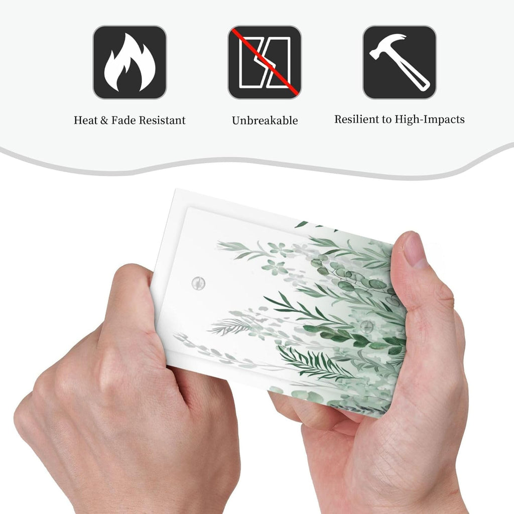 Watercolor Green Leaf Rustic Plant Eucalyptus Flowers Light Switch Cover Plate 1 Gang No Device Blank Electrical Wall Plates Faceplate Decorative Switch Plate for Bed Room Living Room Decor