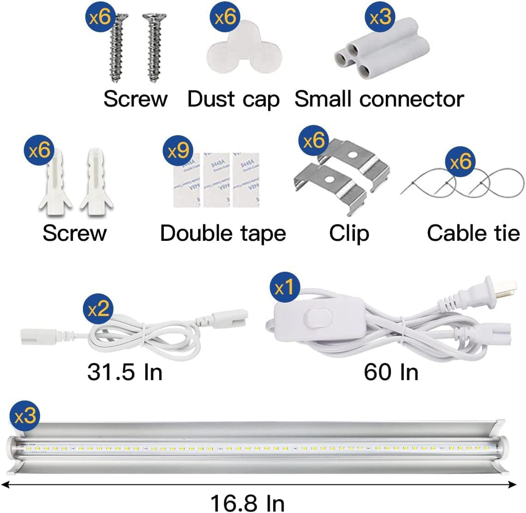 T5 Grow Lights 1.4Ft, 5000K White Full Spectrum LED Plant Growing Lamp Strips for Indoor Plants, Seeds Starting, Succulents, High PPFD with V-Shaped Reflector