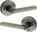 Kwikset Halifax Interior Round Privacy Door Handle with Lock, Door Lever for Bathroom and Bedroom, Gunmetal Reversible Keyless Turn Lock