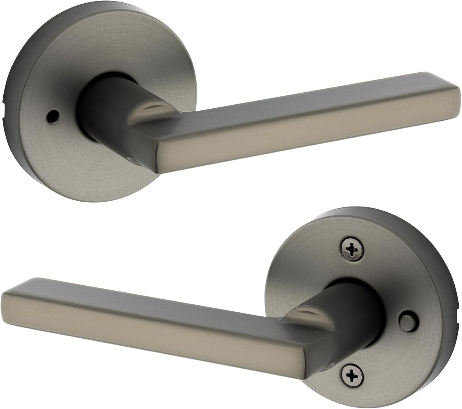 Kwikset Halifax Interior Round Privacy Door Handle with Lock, Door Lever for Bathroom and Bedroom, Gunmetal Reversible Keyless Turn Lock