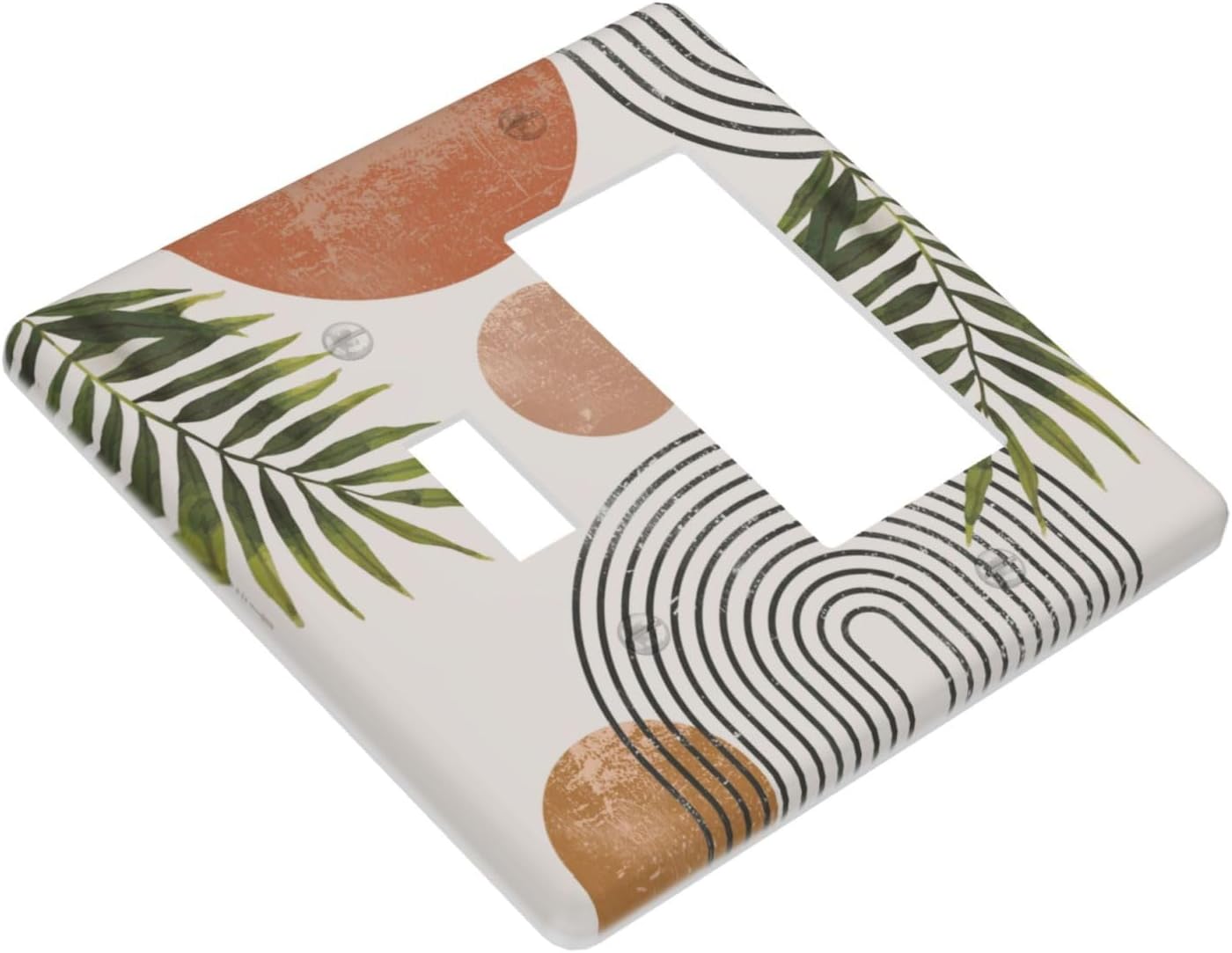 Beautiful Boho Mid Century Large Archs Sun Leaves Plants Outlet Covers 1 Toggle 1 Rocker Combination Decorative Wall Plate Electrical Switch Plates Light Switch Cover Plate for Bedroom Living Room