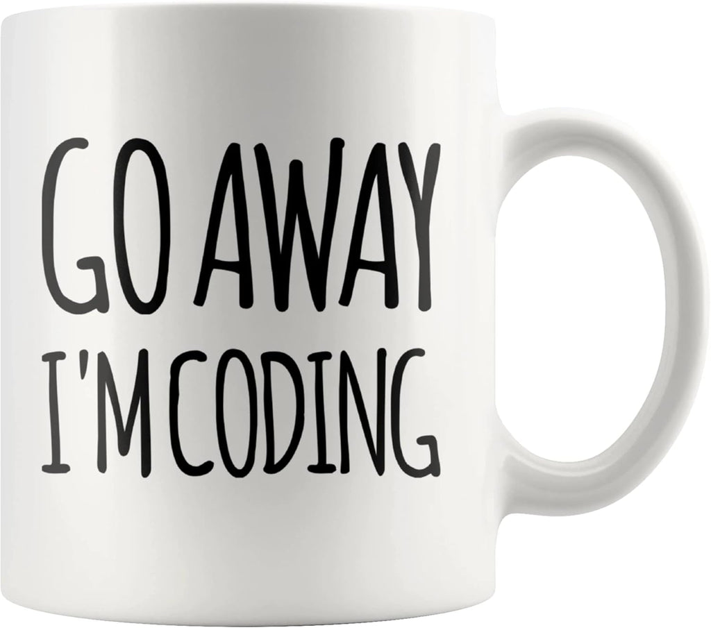 Panvola Go Away I'm Coding Coder Gift Computer Programming Programmer Student Graduation Birthday Valentines Christmas Drinkware Novelty Coffee Ceramic Mug White 11 oz White