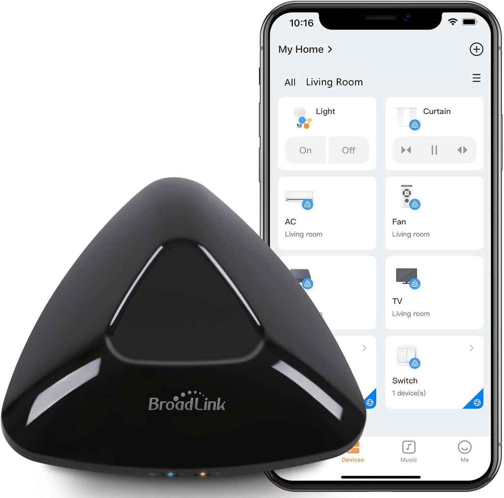 Broadlink RM MAX Smart Home Hub, Wi-Fi & BLE Universal Remote for IR/RF Devices, Compatible with Alexa & Google Home, Easy Setup, RF Hub for TV, AC, Blinds