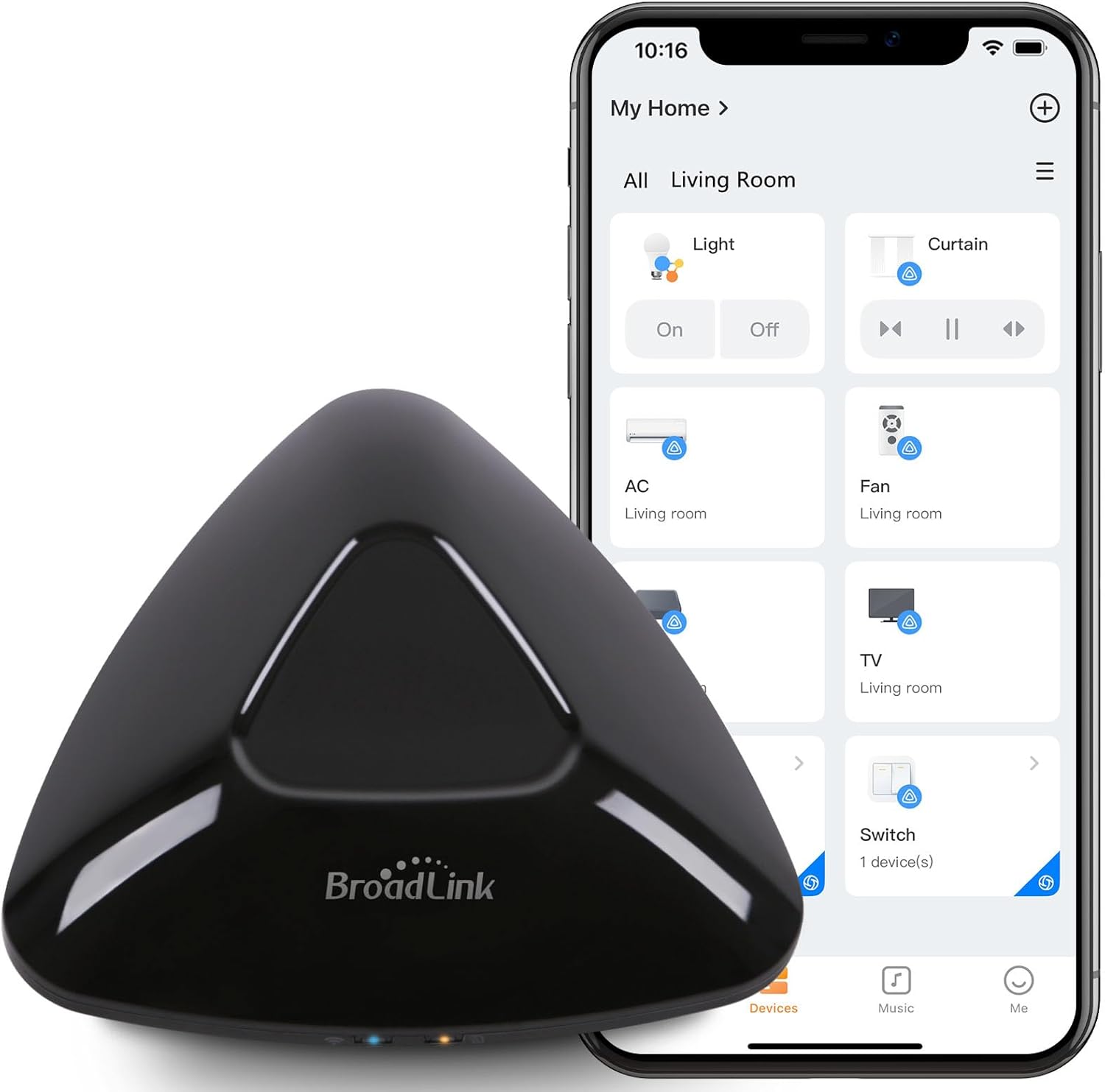 Broadlink RM MAX Smart Home Hub, Wi-Fi & BLE Universal Remote for IR/RF Devices, Compatible with Alexa & Google Home, Easy Setup, RF Hub for TV, AC, Blinds
