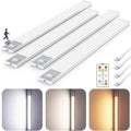 16" Ultra-Thin Under Cabinet Lighting Wireless, Aluminum Alloy Under Counter Lights for Kitchen, 3-Color-Temps Magnetic Closet Lights, Rechargeable Motion Sensor Light Indoor (4 Pack, Silver)