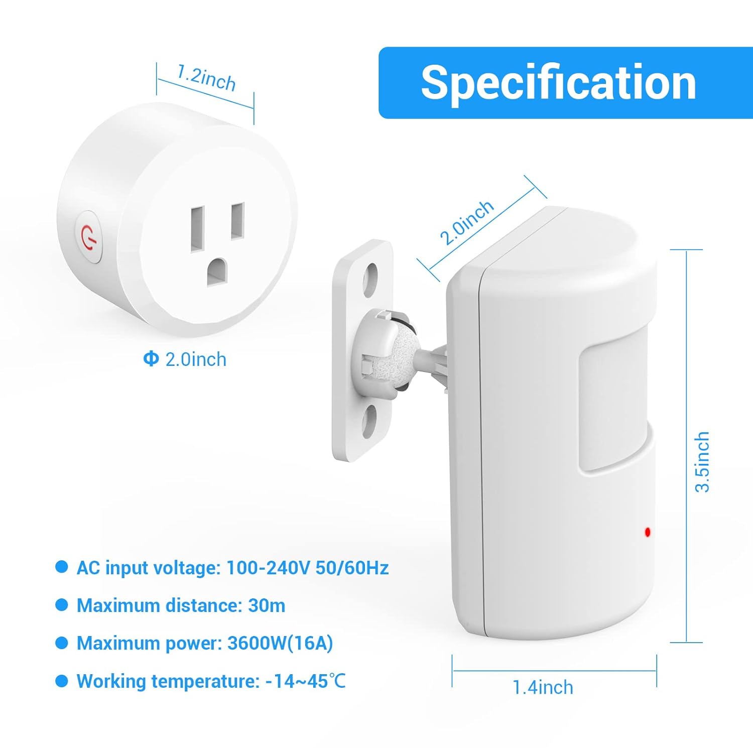 SEHOMY 4 Pack Motion Sensor Switch for Bathroom with Plug, PIR Infrared Indoor Motion Activated Detecor Switch Bedroom No Pair Required, Works with lamp exhaus, Motion Detection Sensor Switch lamp