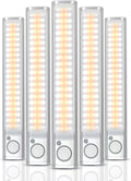 Under Cabinet Lighting, 80 LED Motion Sensor Light Indoor, Rechargeable Closet Light, 3 Color Temps Under Cabinet Lights, Wireless Dimmable Under Counter Lights for Kitchen, Pantry (5 Pack)