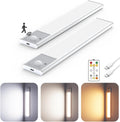 8" Ultra-Thin Under Cabinet Lighting Wireless, Aluminum Alloy Under Counter Lights for Kitchen, 3-Color-Temps Magnetic Closet Lights, Rechargeable Motion Sensor Light Indoor (2 Pack, Silver)