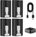 Ring Battery 4-Pack with Charger Station - 6040mAh Li-ion Replacement for Doorbell 2/3/4, Stick Up Cam, Spotlight Cam (Battery x4+Charger x1)