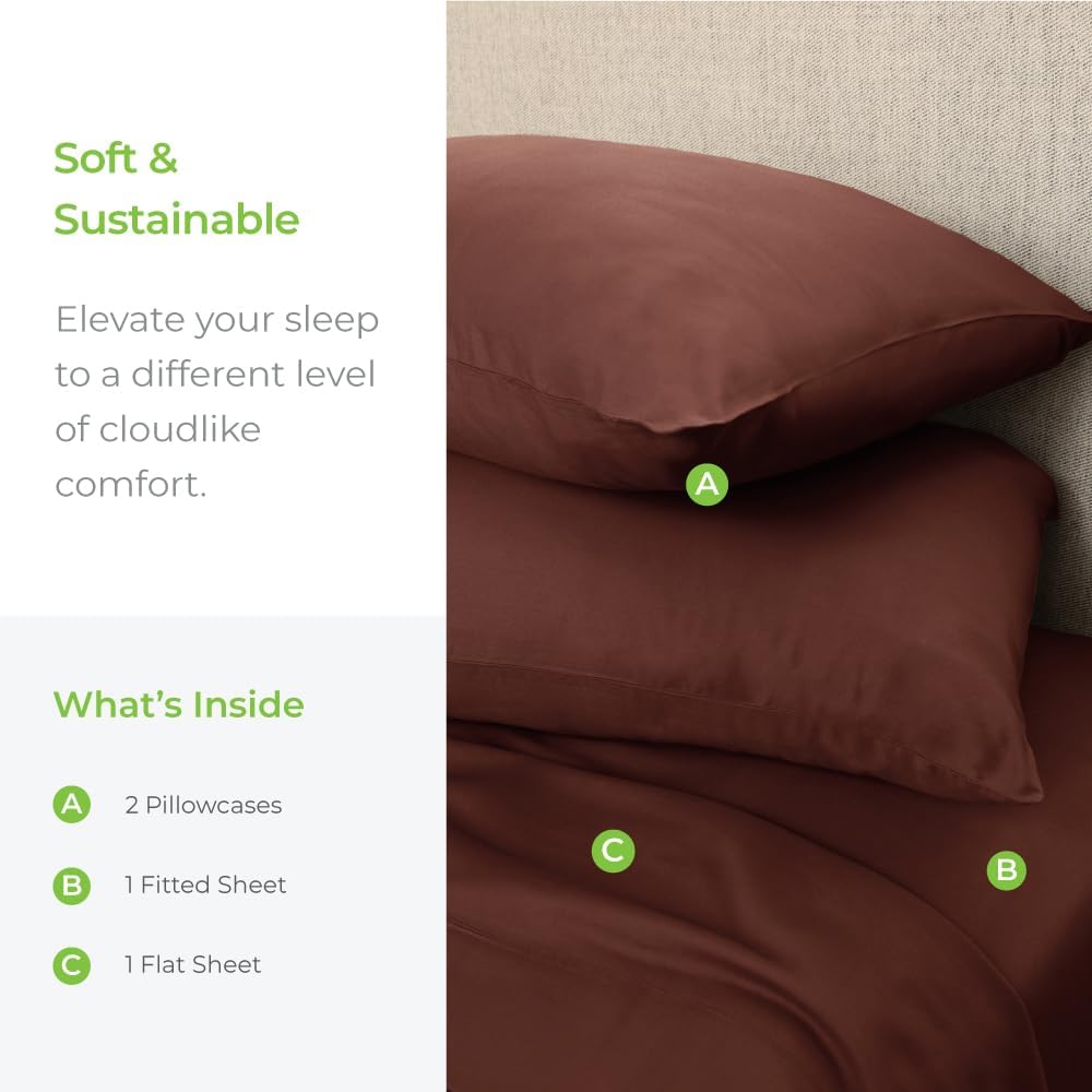 Cariloha Aloha Soft 4-Piece Sheet Set | Maroon Sunset | King | Made from 100% Viscose derived from Bamboo | Introductory Sheet Line