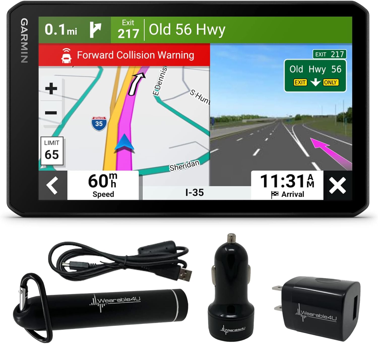Wearable4U - Garmin RV Cam 795, Large, Easy-to-Read 7 GPS Navigator, Built-in Dash Cam, Automatic Incident Detection, Custom RV Routing with Power Pack Bundle