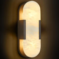 Alabaster Wall Sconce, Modern Natural Marble Wall Sconces for Indoor Lighting, 13.8 in Black Wall Lights for Bathroom Dining Room Stairs Bedroom (1-Pack)
