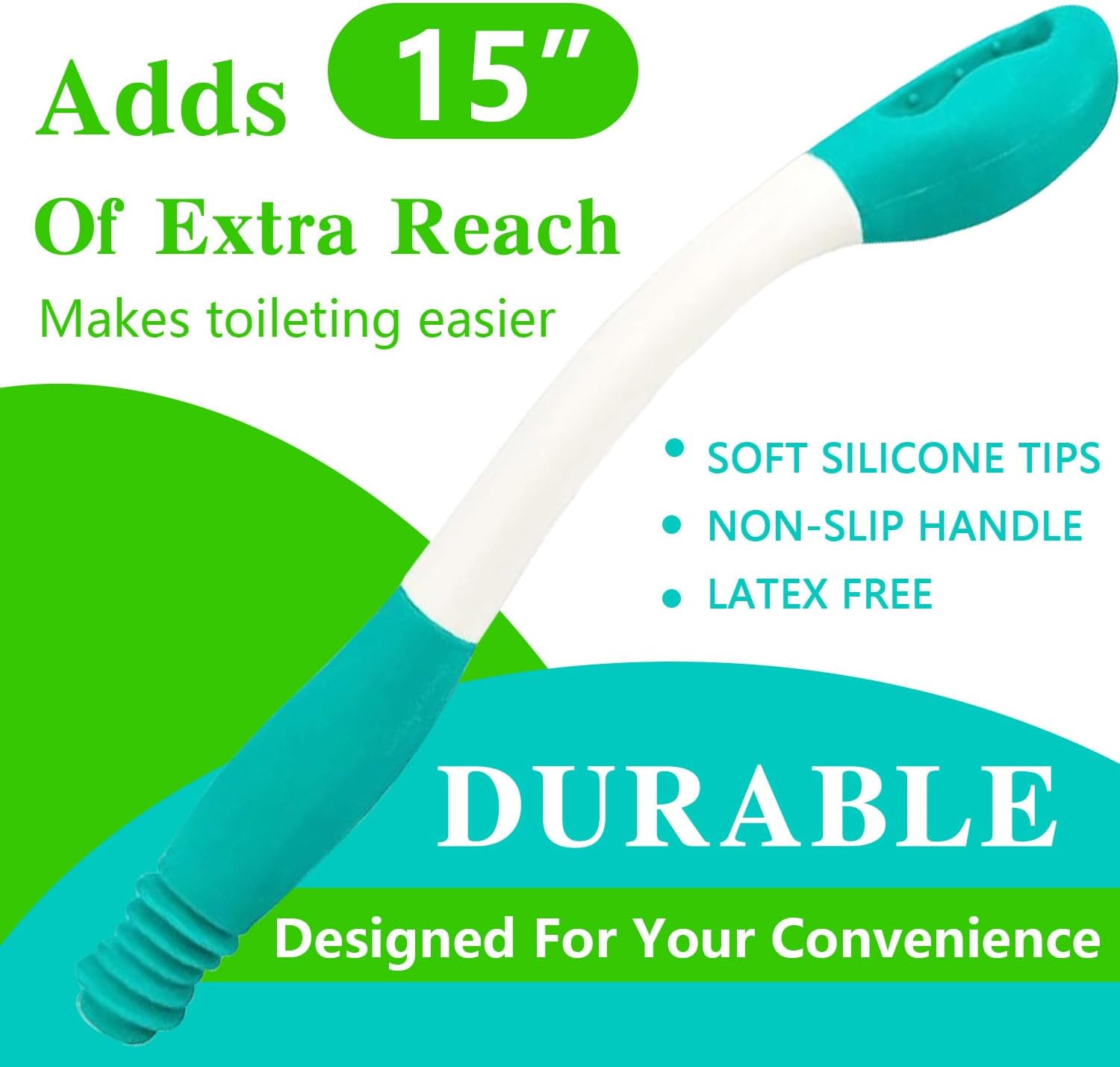 15" Long Reach Comfort Butt Wiper Tools,Wiping Wand Toilet Aid for Wiping,Handicap Assistance for Bottom, Personal Hygiene,Seniors,Surgery Recovery Handicap Accessories for Daily Living