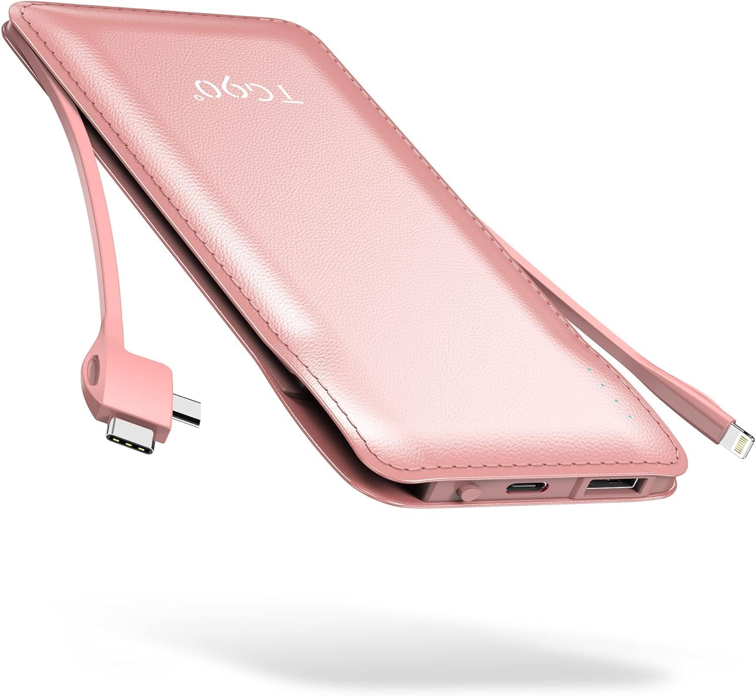TG90° 10000mah Portable Charger Power Bank with Built-in Cables,Travel Essentials Battery Pack with Cords Portable Phone Charger Compatible with iPhone and Android Smart Devices