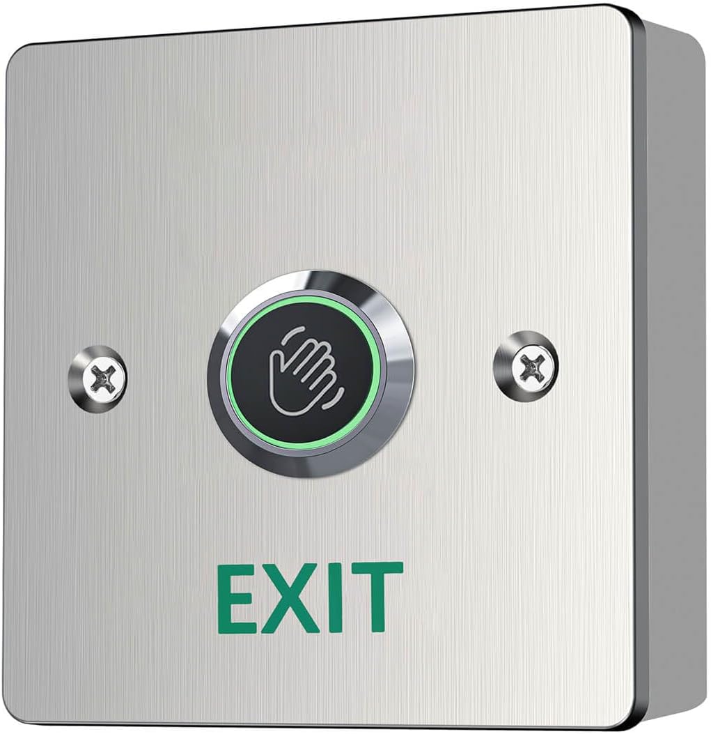 Infrared Sensor Exit Button with Back Box IR Touchless Door Release 304 Stainless Steel IP67 Waterproof with LED Indicator for Access Control Systems