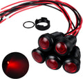 5pcs 12mm LED Indicator Light Plastic Black Signal Dot Lamp 110-220V AC 1/2 inches Mounting Hole Size with 15cm/5.9in. Wire (Red LED)