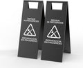 2 Pcs Maintenance Work in Progress Floor Sign , 24 Inch Stainless Steel Repair In Progress Sign Double Sided Foldable Bilingual Commercial Safety Warning for Hotel Market Restroom Restaurant Office (Black)
