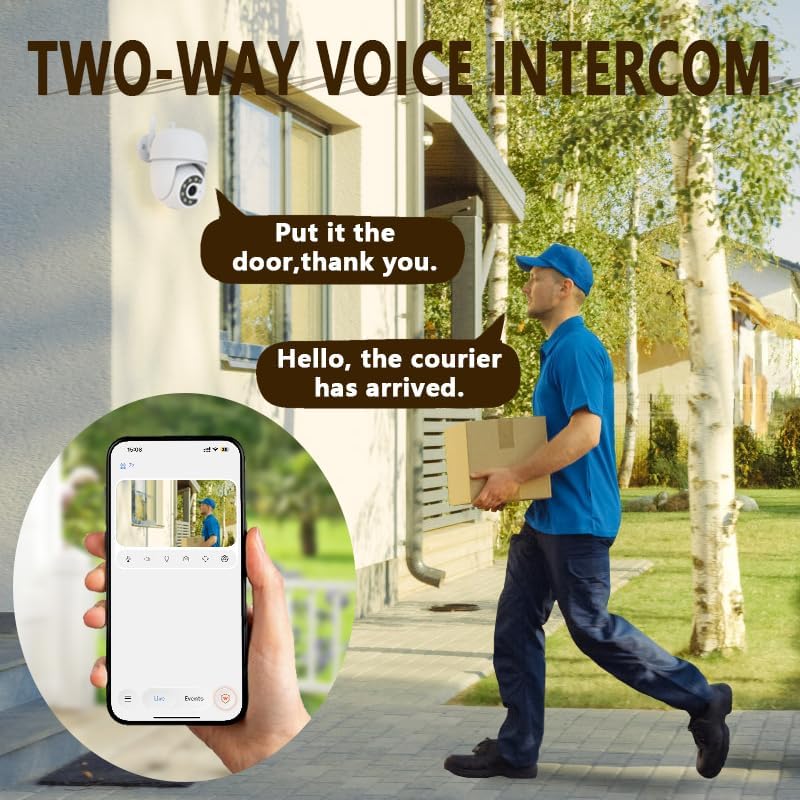 Outdoor Security Camera 355° Pan 90° Tilt Dual Light Full-Color Night Vision 2.4G WiFi Home Surveillance with Two-Way Audio & Infrared Vision, Compatible with 911 Center, Instavision APP