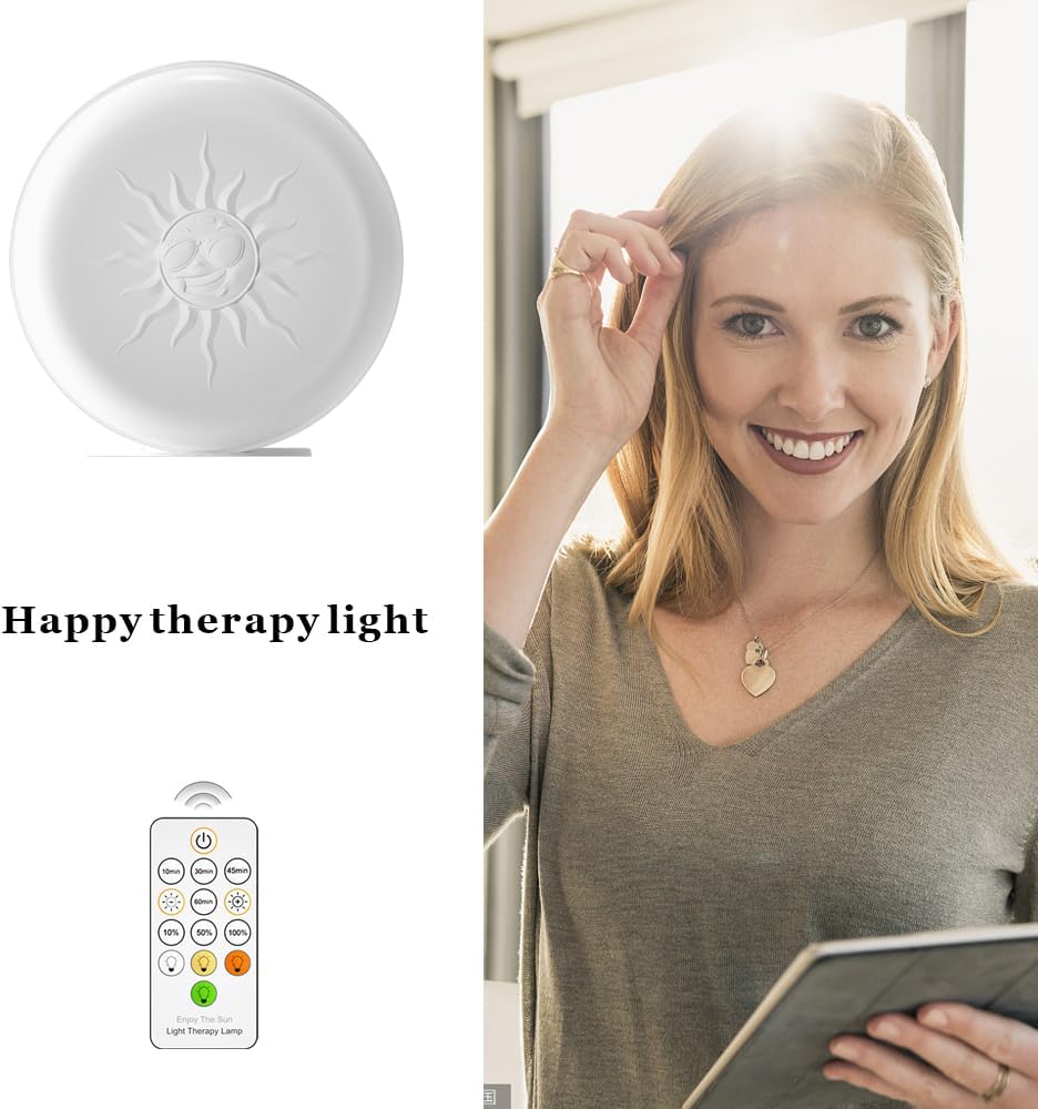 Light Therapy Lamp,2 Major Functions,Activate Mood,Relieve Headache,UV-Free 10000 LUX Treatment Light,20-Level Drightness Fine-Tuning, 4 Timings,Large Glossy Rotatable Stand (RLTL00100)