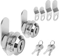 Cam Locks Cabinet Lock Keyed Alike, 5/8'' (Length) Cylinder Fits on 3/8'' Max Panel Thickness, 2pcs Secure File Drawer Mailbox RV Storage Replacement Set, Chrome-Finish Zinc Alloy