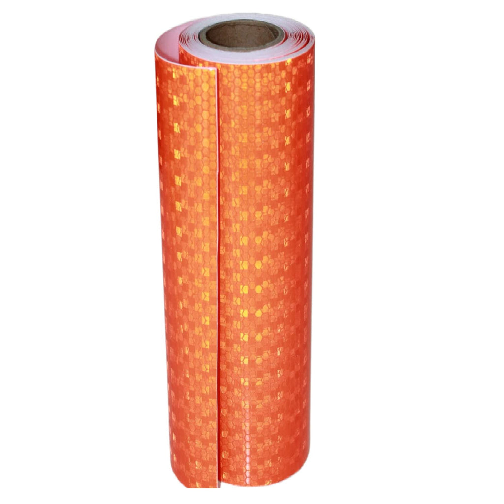 Reflective Tape Orange Outdoor Waterproof 8 inch, High Visibility Industrial Marking Tape, Safety Adhesive Stickers (11 feet)