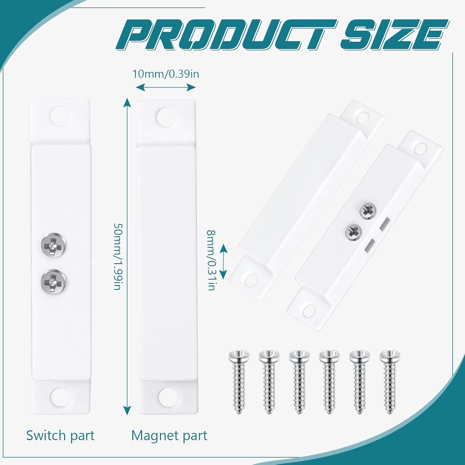10 Sets NC Wired Surface Mounted Alarm Magnetic Door Contact Sensor Door Window Reed Switch Sensor with Double Side Tape for Security