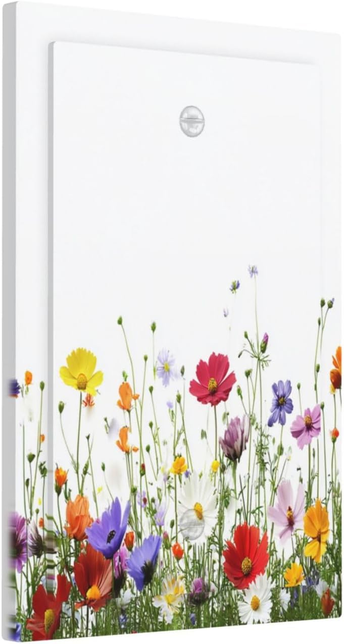 Light Switch Cover Plate Colorful Wildflowers Plant Floral Daisy 1 Gang No Device Blank Electrical Wall Plates Faceplate Decorative Switch Plate For Bed Room Living Room Decor